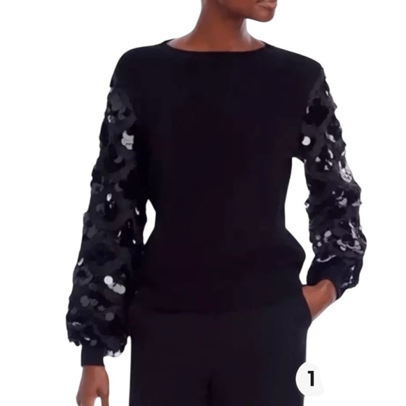 Sioni White Full Embellished Sleeves Sweater Exaggerated Sleeves XL Maximalist - Picture 15 of 16